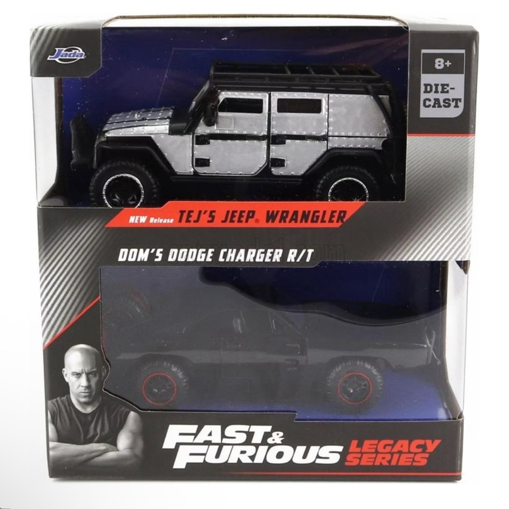 Fast & Furious Jada Cars Dom's Dodge Charger R/T 1970 &‎ Tej's Jeep Wrangler